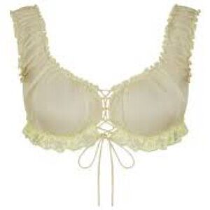 Romance Lace Square Neck Silk Bralette Sage Multi NWT Size Small ❤️